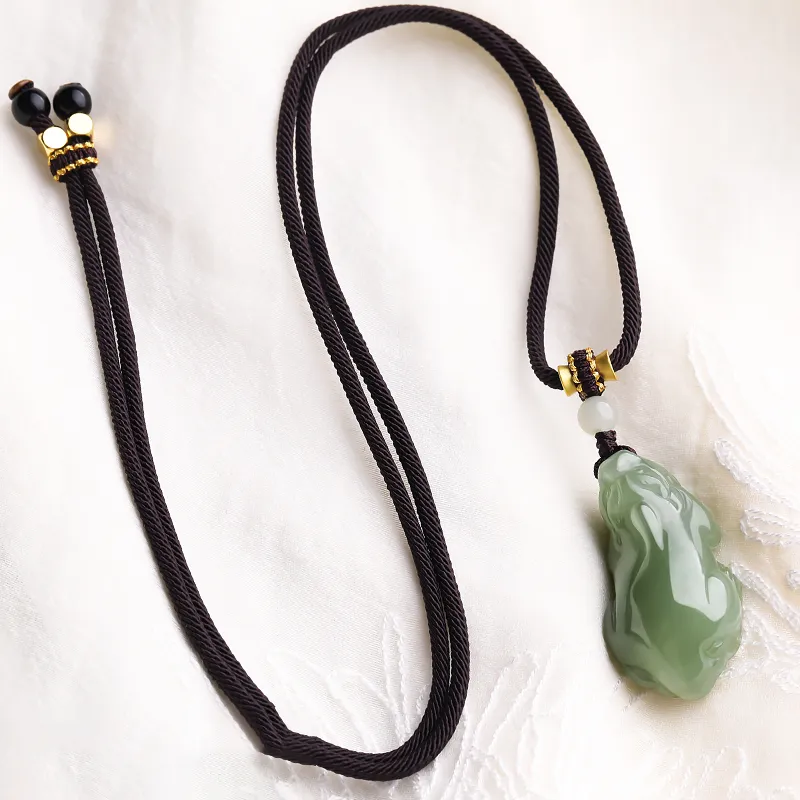 Cardamom Time Hetian Jade Necklaces Pale Greenish White Jade Unisex-4