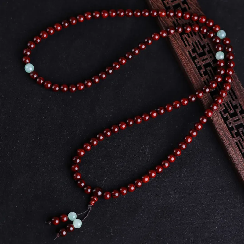 Yeon yun Jewelry Small Leaf Red Sandalwood Precious Wood Bracelets Unisex-3
