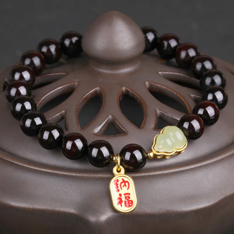 Yeon yun Jewelry Small Leaf Red Sandalwood Bracelets Unisex-1