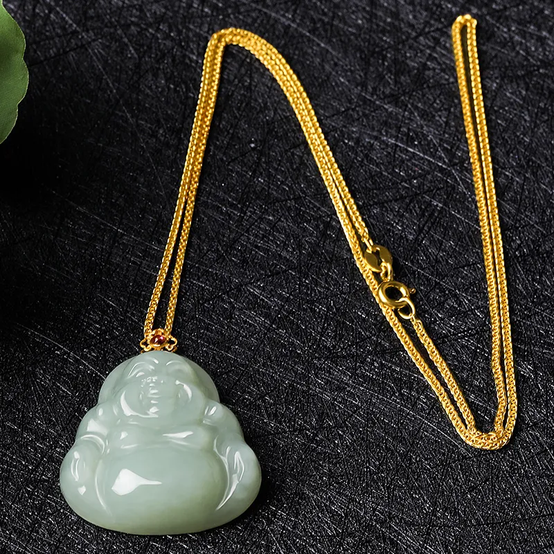 Cardamom Time Hetian Jade Pendants Pale Greenish White Jade Unisex-3