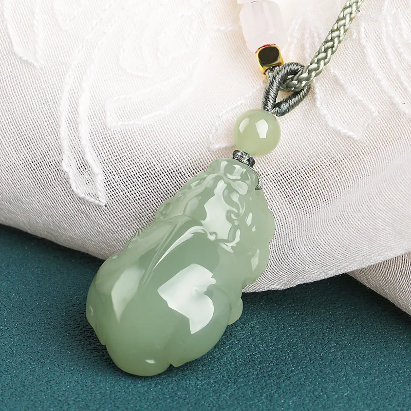 Cardamom Time Hetian Jade Necklaces Pale Greenish White Jade Unisex-2