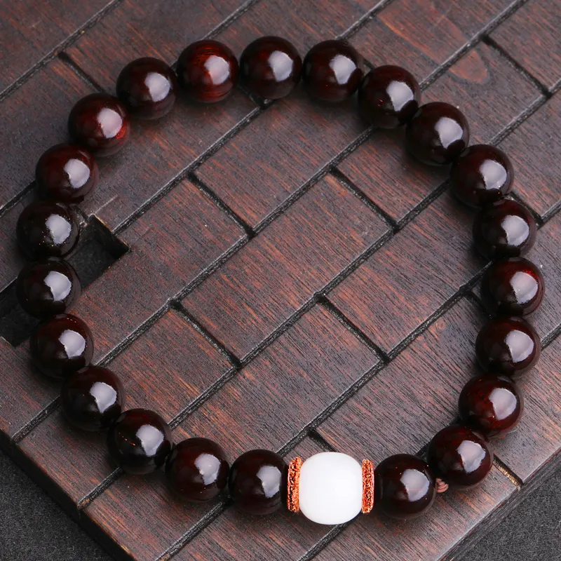 Yeon yun Jewelry Small Leaf Red Sandalwood Bracelets Unisex-6