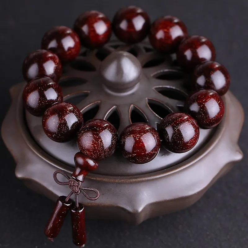 Yeon yun Jewelry Small Leaf Red Sandalwood Bracelets Unisex-3