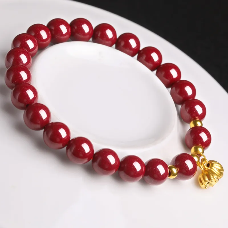 Yeon yun Jewelry Reconstructed Cinnabar Jade Bracelets Unisex-4