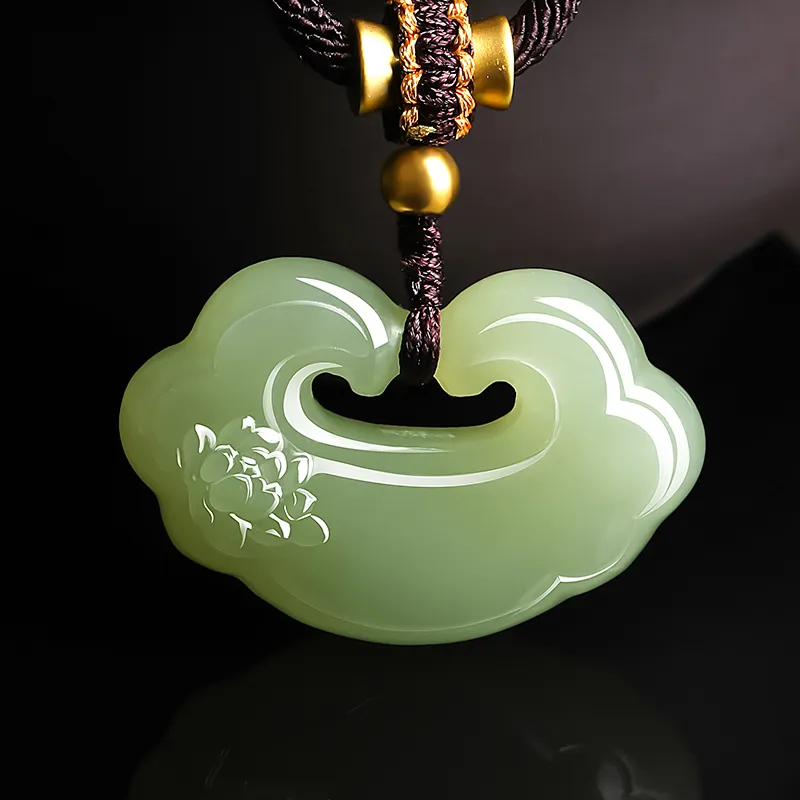 Cardamom Time Hetian Jade Pendants Pale Greenish White Jade Unisex-4