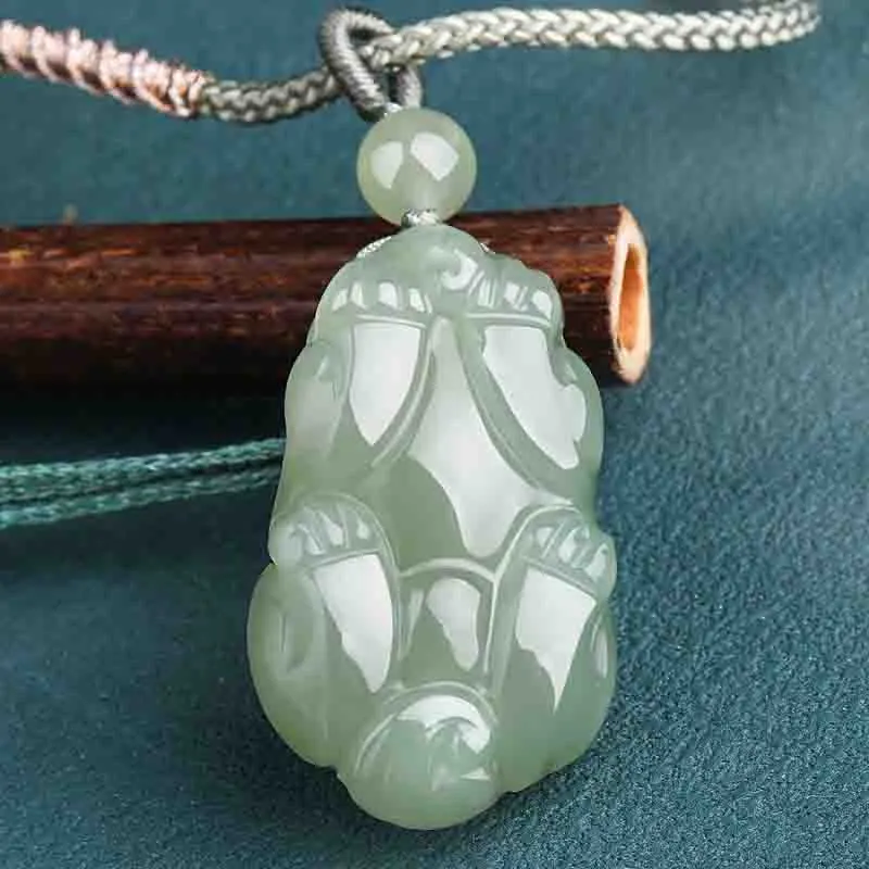 Cardamom Time Hetian Jade Necklaces Pale Greenish White Jade Unisex-3