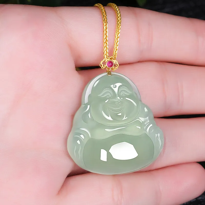 Cardamom Time Hetian Jade Pendants Pale Greenish White Jade Unisex-6