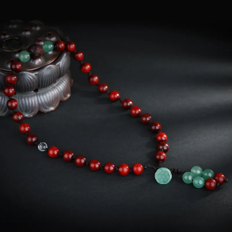 Yeon yun Jewelry Small Leaf Red Sandalwood Wooden Bracelets Unisex-6