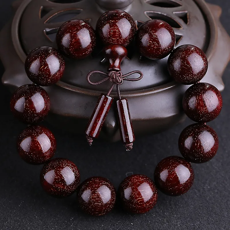 Yeon yun Jewelry Small Leaf Red Sandalwood Bracelets Unisex-1