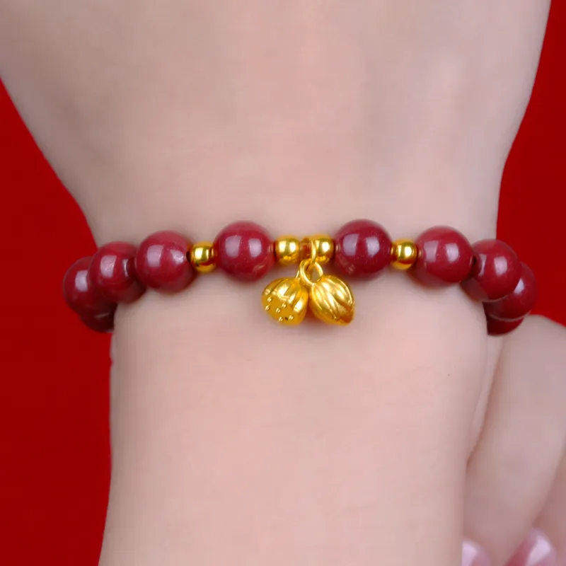 Yeon yun Jewelry Reconstructed Cinnabar Jade Bracelets Unisex-5