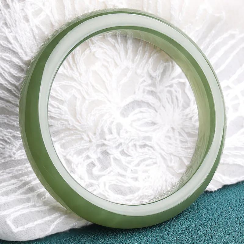 Cardamom Time Hetian Jade Bangles Green Jade Unisex-1