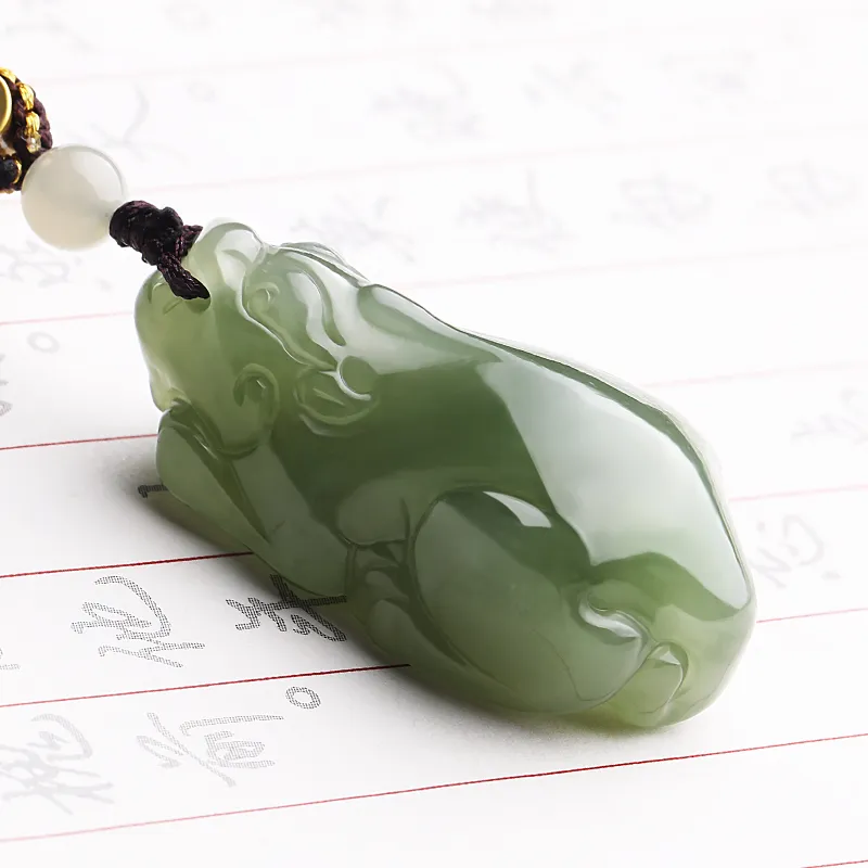 Cardamom Time Hetian Jade Necklaces Pale Greenish White Jade Unisex-2