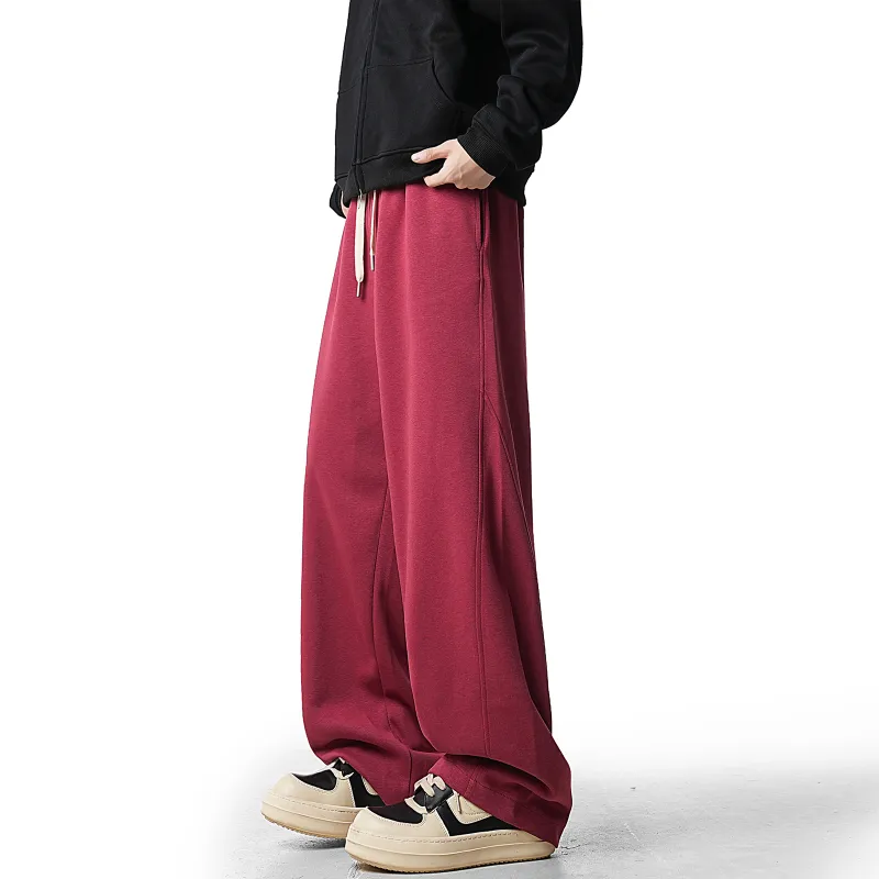 CELUCASN Casual Pants Unisex Red-15