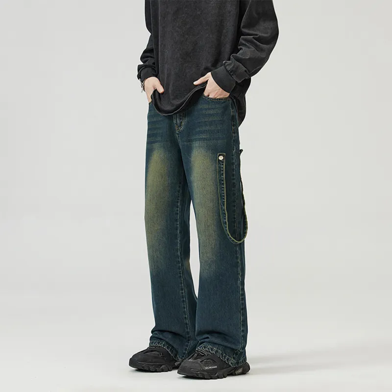 CELUCASN Jeans Unisex Vintage Green-4
