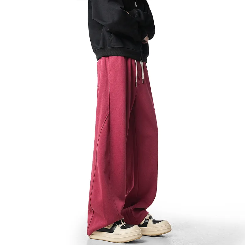 CELUCASN Casual Pants Unisex Red-17