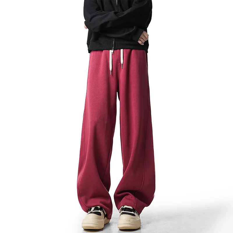 CELUCASN Casual Pants Unisex Red-14
