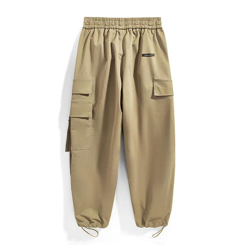 CELUCASN Casual Pants Unisex Black White Two Tone-11