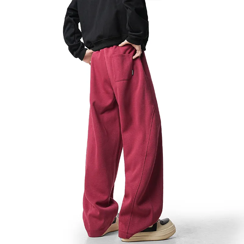 CELUCASN Casual Pants Unisex Red-16