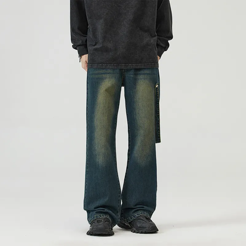 CELUCASN Jeans Unisex Vintage Green-3