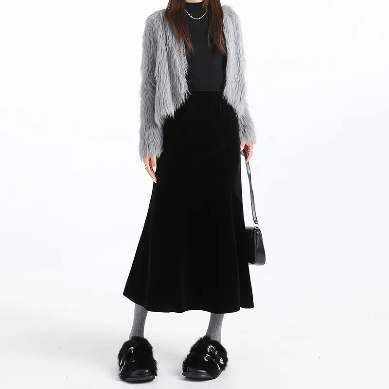 HELEH Casual Long Skirts Women's Black-5