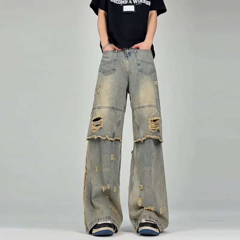 HELEH Jeans Unisex Distressed Color-4
