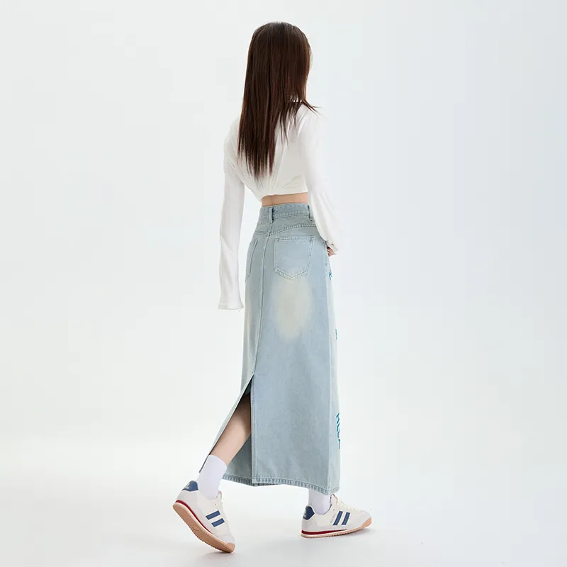 HELEH Denim Long Skirt Women's Light Blue-5