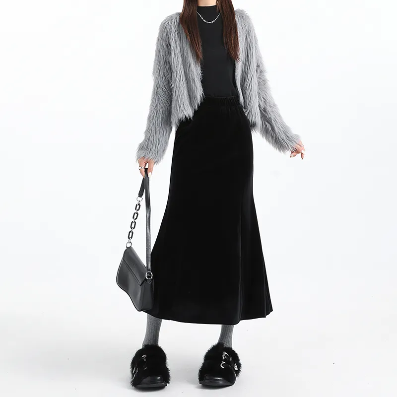 HELEH Casual Long Skirts Women's Black-4