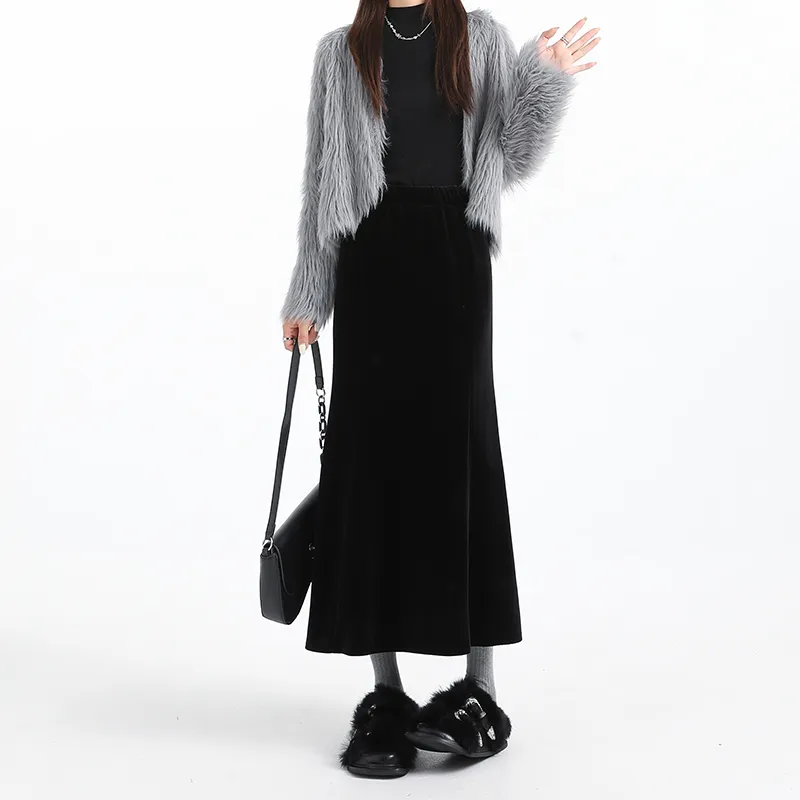 HELEH Casual Long Skirts Women's Black-3