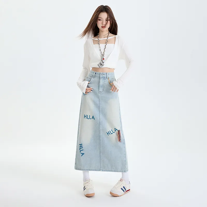HELEH Denim Long Skirt Women's Light Blue-1