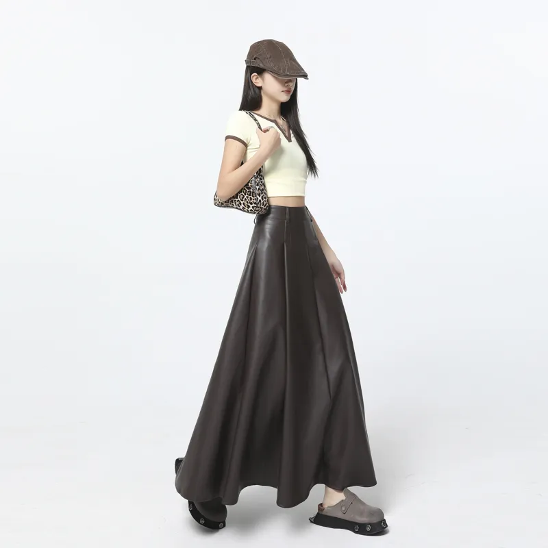 HELEH Leather Long Skirts Women's-7