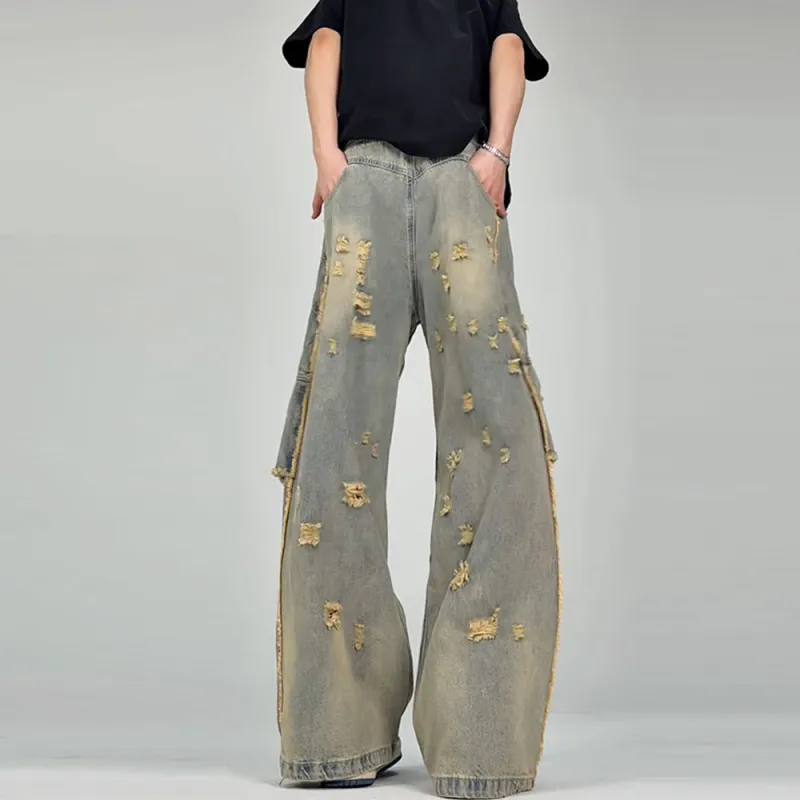 HELEH Jeans Unisex Distressed Color-5