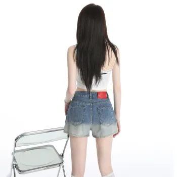 HELEH Denim Shorts Women's Vintage Blue