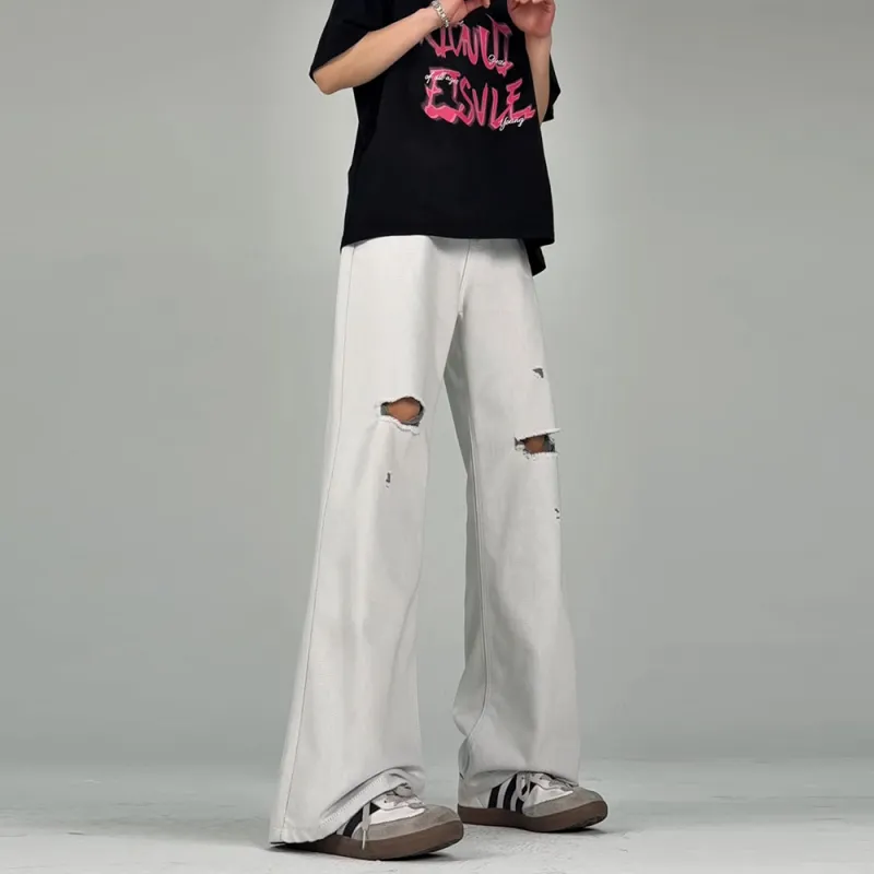 HELEH Jeans Unisex Blue Yarn White-4