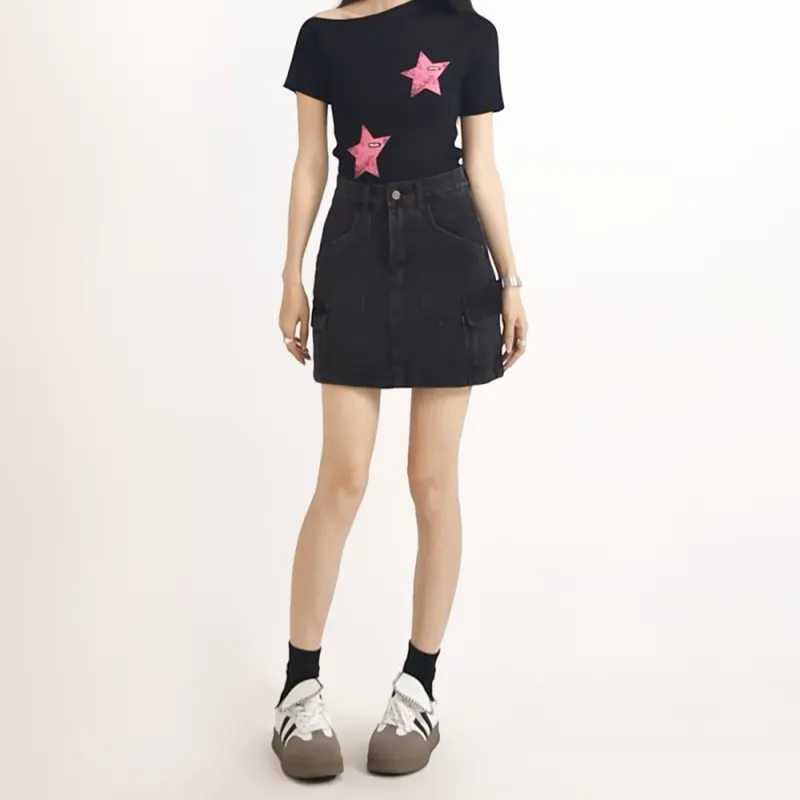 HELEH Denim Short Skirts Women's-3