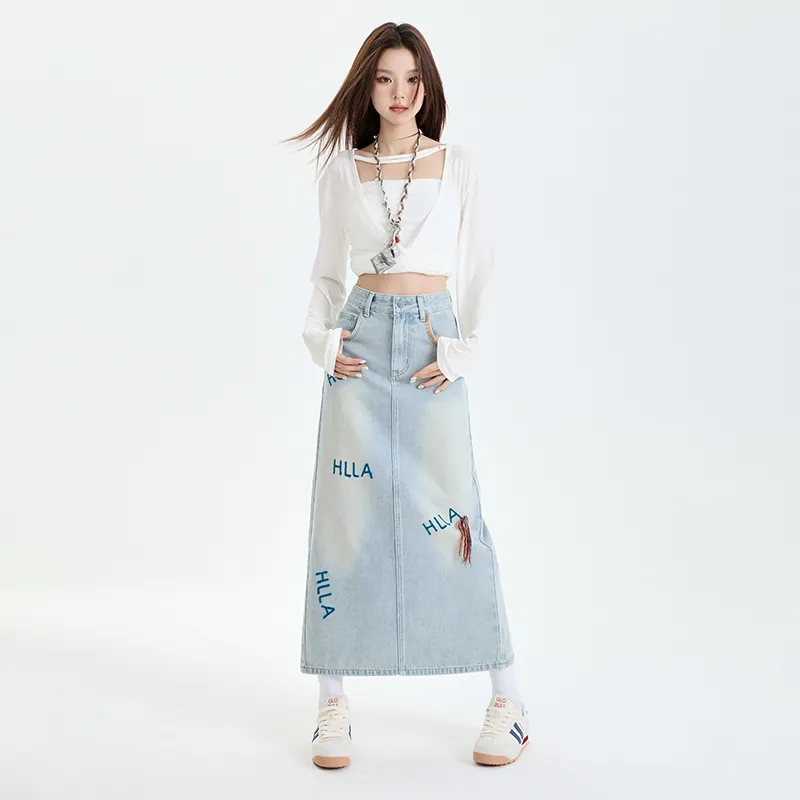 HELEH Denim Long Skirt Women's Light Blue-4