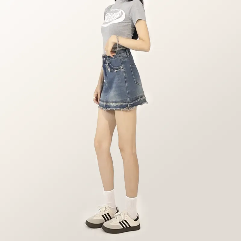 HELEH Denim Short Skirts Women's-5