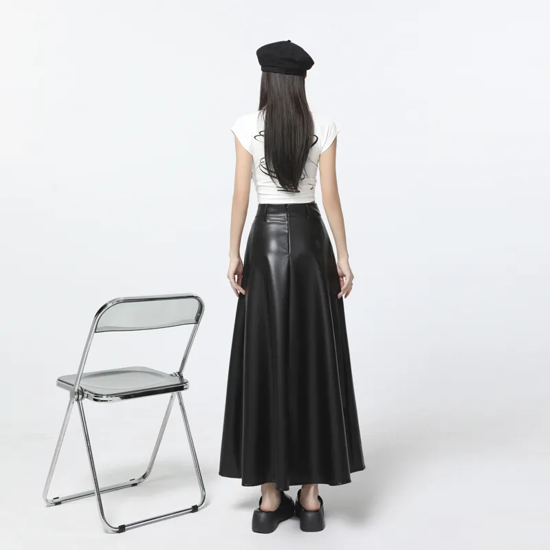 HELEH Leather Long Skirts Women's-3
