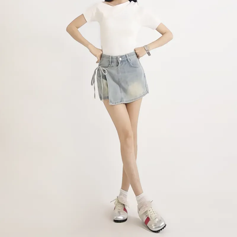 HELEH Denim Short Skirts Women's Light Blue-1