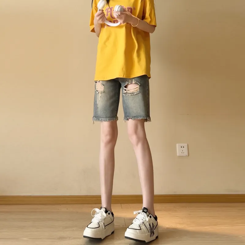 HELEH Denim Shorts Women's Vintage Blue-4