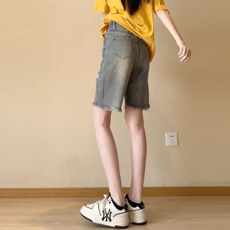 HELEH Denim Shorts Women's Vintage Blue-2