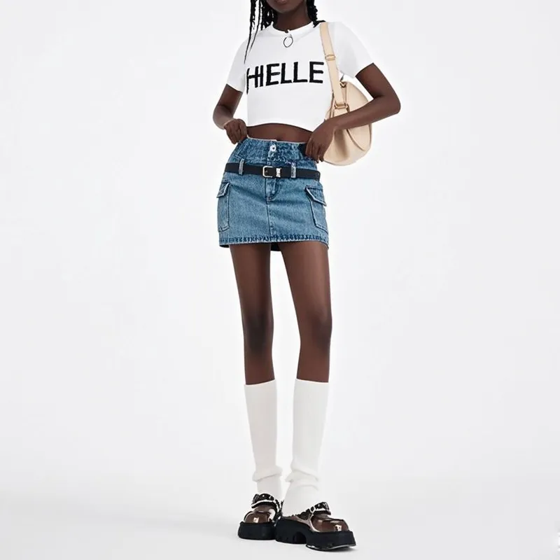 HELEH Denim Short Skirts Women's Nostalgic Blue-1
