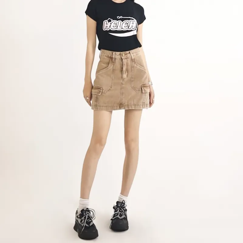 HELEH Denim Short Skirts Women's-5