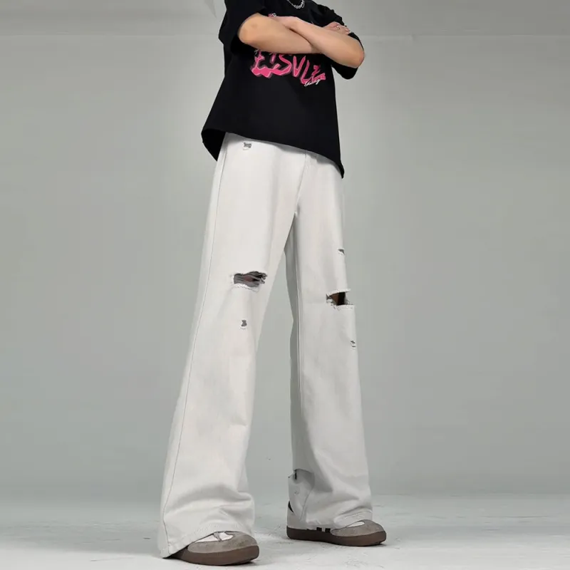 HELEH Jeans Unisex Blue Yarn White-5