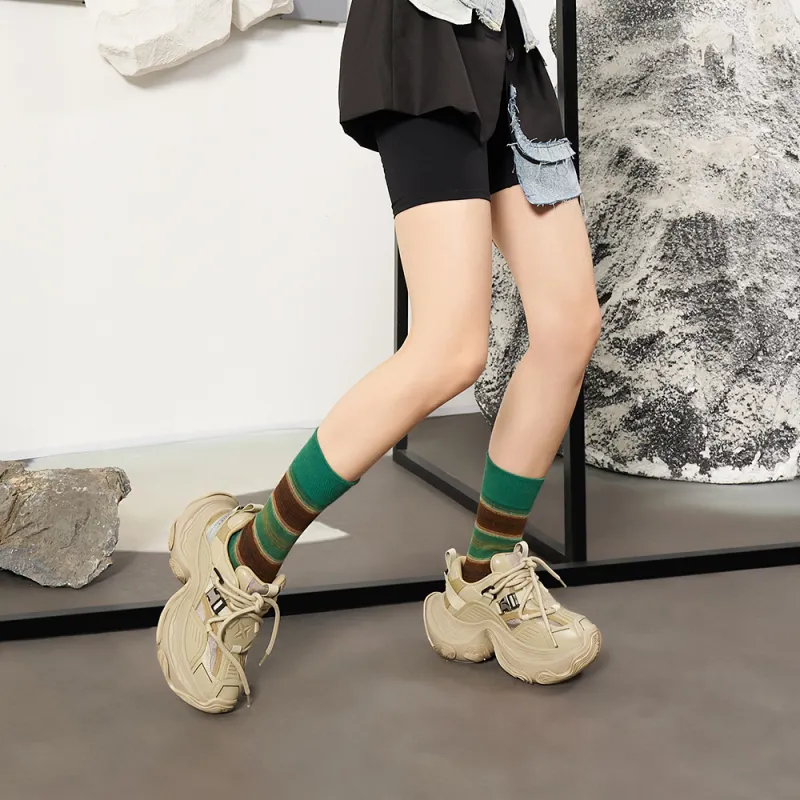 XMZY Dune Series Sandalwood Height Increasing Wear-Resistant Low-Top Chunky Sneakers Unisex-15