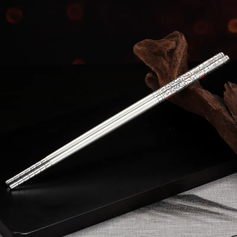 QINGFU 999 Fine Silver Bowl, Silver Spoon, Silver Chopsticks Unisex-5