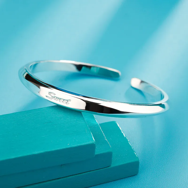 QINGFU 999 Fine Silver Bangle Niche Advanced Youth Women's-2