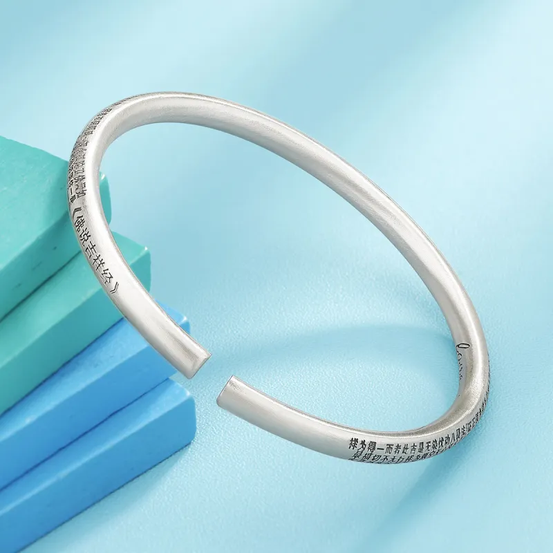 QINGFU 9999 Pure Silver Open Ended Bangle Women's-3