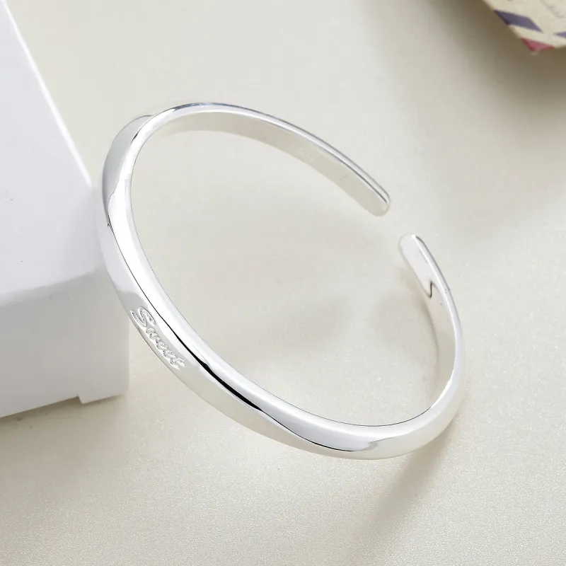 QINGFU 999 Fine Silver Bangle Niche Advanced Youth Women's-6