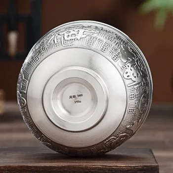 QINGFU 999 Fine Silver Bowls Unisex
