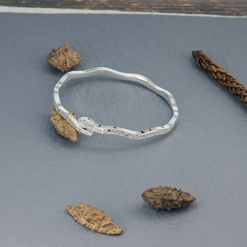 QINGFU 9999 Pure Silver Bangles Women's-4